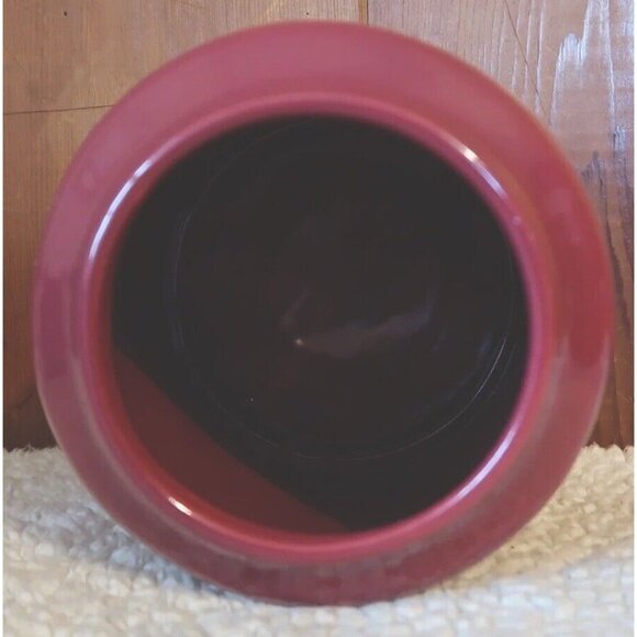 Rae Dunn Burgundy Ceramic "Cozy" Canister Cookie Jar With Lid - Picture 8 of 10